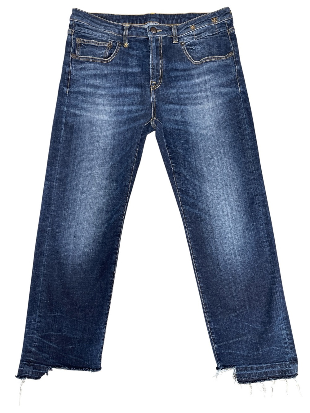 R13 Italy Drake Smart Chewed Hem Cropped Jeans Size 32